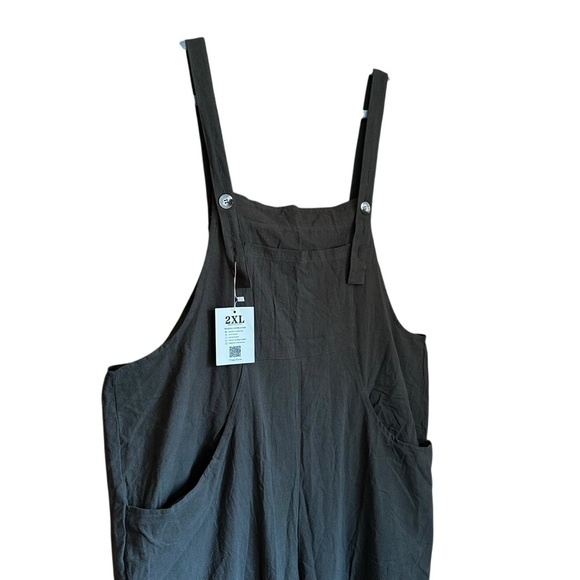 NWT Flygo 100% Cotton Bib Overalls Loose Fit Wide Leg Jumpsuits Romper XXL - Picture 3 of 9